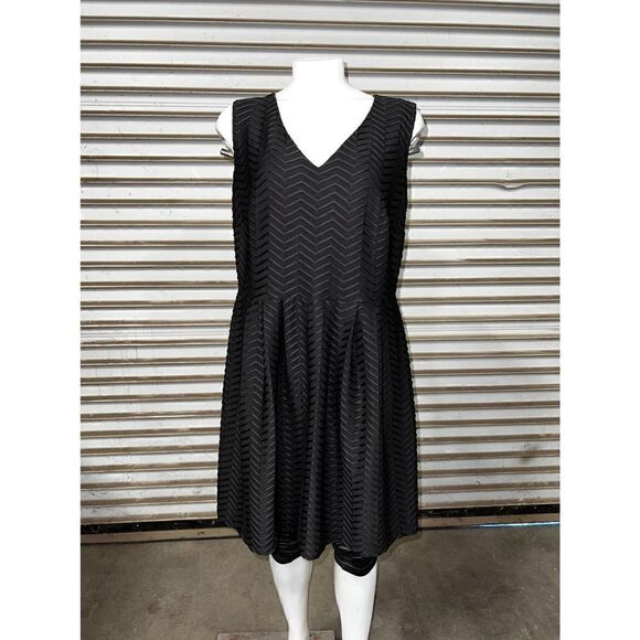 Enfocus woman dress sheath career textured chevron pattern V neck sleeveless - Picture 1 of 6